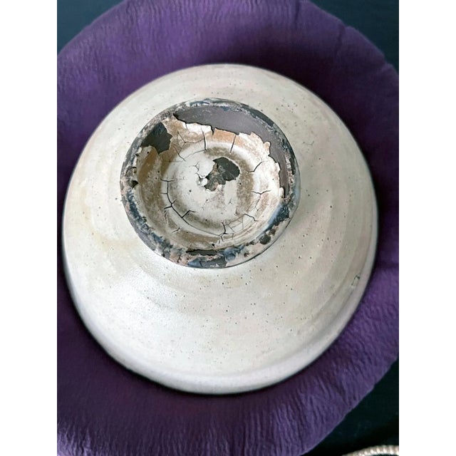 Antique Korean Ceramic Komogai Chawan with Tamagode Glaze For Sale - Image 4 of 13