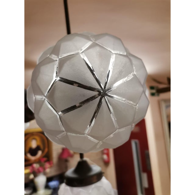 Mid-Century Metal Chandelier, 1950s For Sale - Image 3 of 5