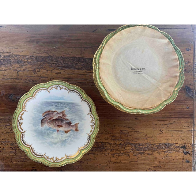 1920s Royal Cauldon for Tiffany & Co. Fish Plates, Set of Six For Sale In Austin - Image 6 of 10