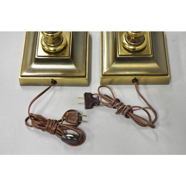 Vintage Stiffel French Neoclassical Style Flame Torch Brass Table Lamps - A Pair For Sale - Image 10 of 12