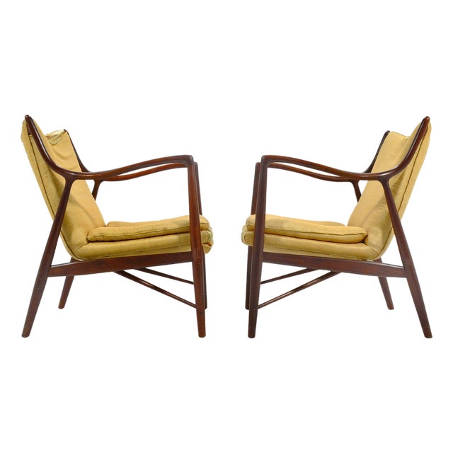 Pair of Finn Juhl #45 Chairs by Baker For Sale