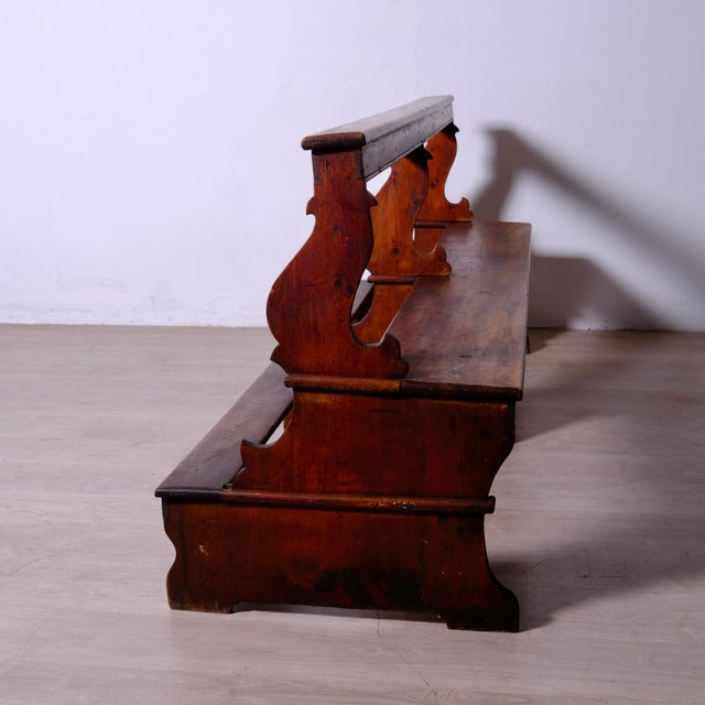 Brown Antique 18th Century Wooden Kneeling Bench, Italy For Sale - Image 8 of 17