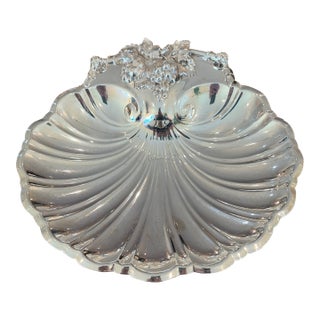 Mid 20th Century Reed and Barton Grape Themed Scalloped Serving Bowl For Sale