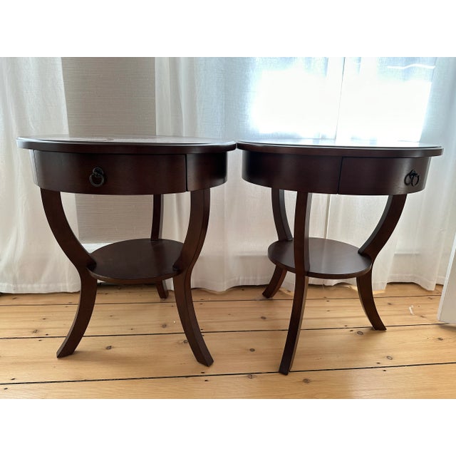 Pottery Barn Carrie Round Single-Drawer Pedestal End Tables - a Pair For Sale In New York - Image 6 of 6