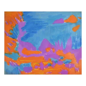 Mid 20th Century Blue Orange Purple Abstract Painting