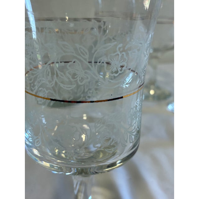 Glass Vintage Bartlett Collins Etched Glass Goblets & Ice Bucket Set – 9 Pieces For Sale - Image 7 of 15