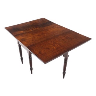 Solid Walnut Board Antique Drop Leaf Dining Center Console Table Clean! For Sale
