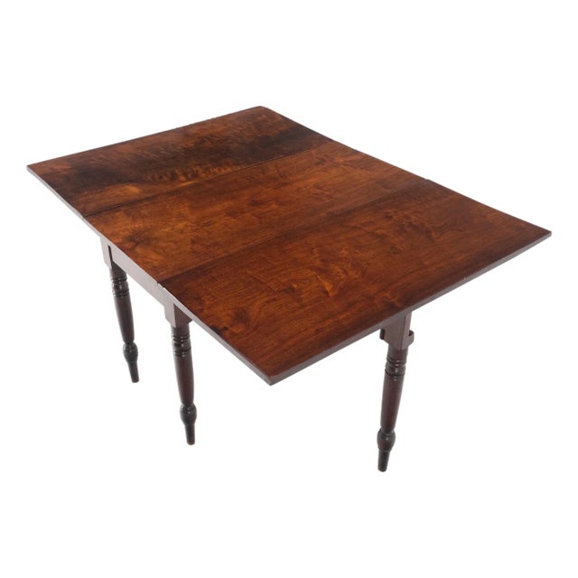 Solid Walnut Board Antique Drop Leaf Dining Center Console Table Clean! For Sale