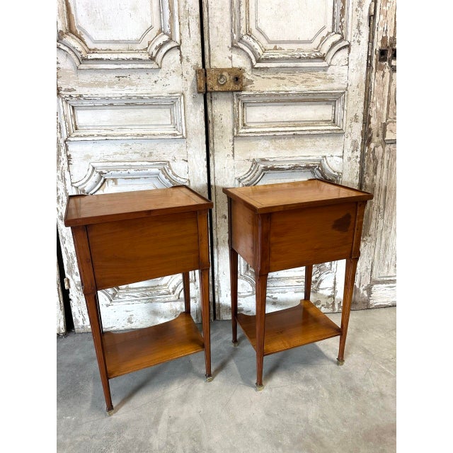 Vintage Bedside Tables in Cherry Wood, France, 1970, Set of 2 For Sale - Image 4 of 13