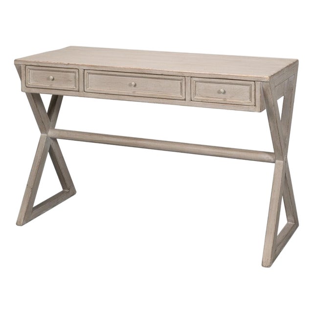 Campaign X-Frame Writing Desk in Stone Grey For Sale