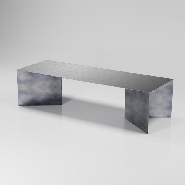Contemporary Zen Stainless Steel Dining Table by Zincutec For Sale - Image 3 of 10