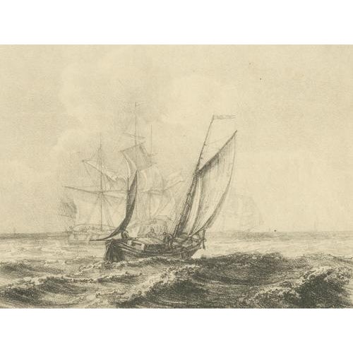 Early 19th Century Sherlock, Fishing Boats at Sea, 1811, Etching For Sale - Image 5 of 11
