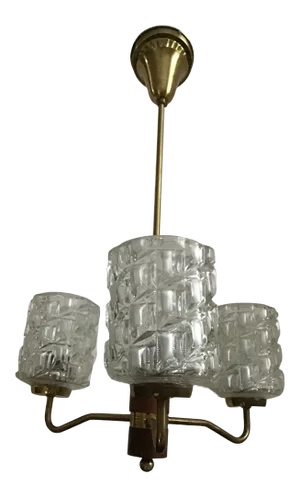 Mid 20th Century Modern Three Glass Globe Chandelier