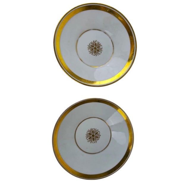 Ceramic Biedermeier Cups with Gilt Decorations and Floral Painting, Set of 4 For Sale - Image 7 of 8