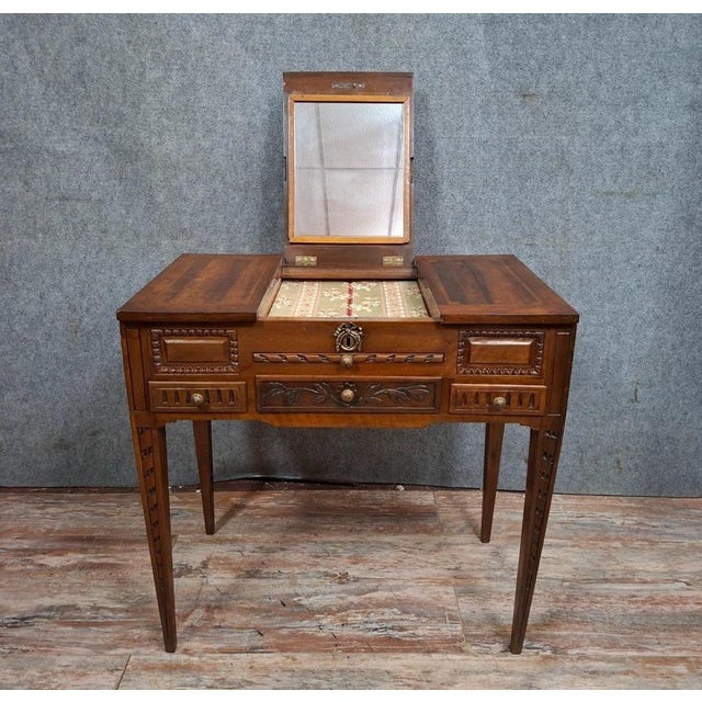 Louis XVI Walnut Dressing Table For Sale - Image 3 of 11