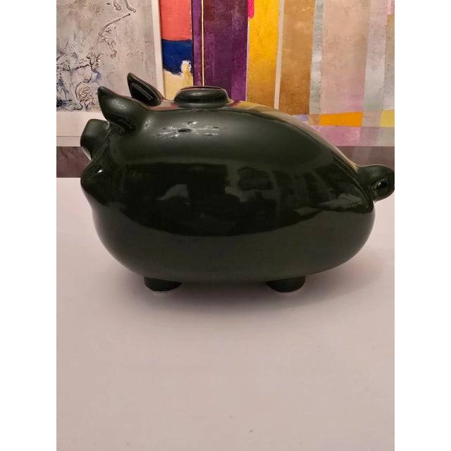 Vintage Mid Century Modern Jade Color Piggy Bank For Sale - Image 4 of 11