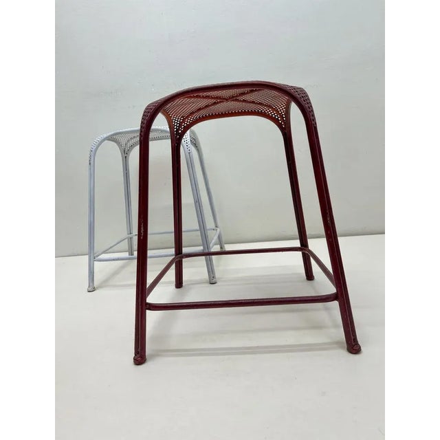 Set of Perforated Metal Stools in the style of Maurizio Tempestini, 1980s For Sale - Image 4 of 13