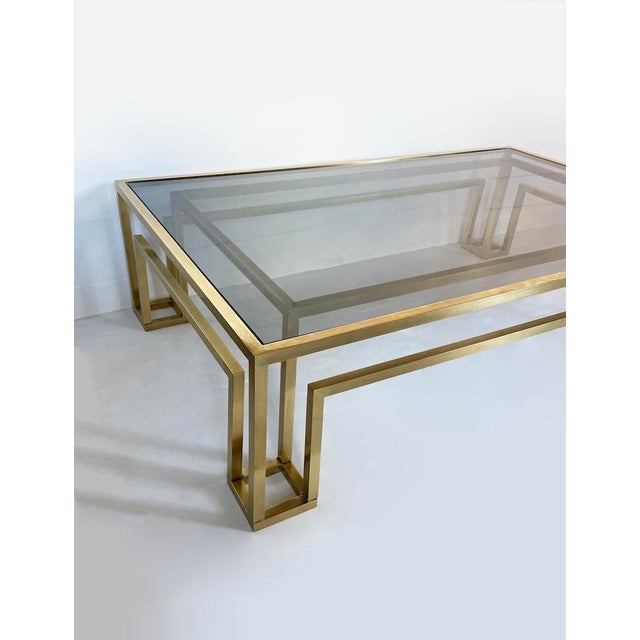 Metal Brass and Smoked Glass Coffee Table, 1970s For Sale - Image 7 of 9