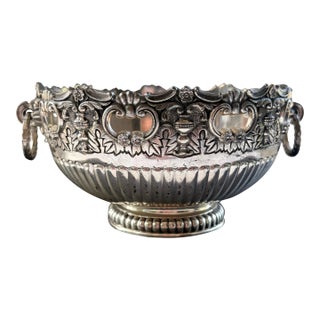 Late 20th Century Victorian Revival Fb Rogers Silver Plate Monteith Pedestal Bowl With Pierced Rim For Sale