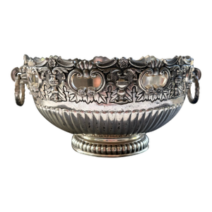 Late 20th Century Victorian Revival Fb Rogers Silver Plate Monteith Pedestal Bowl With Pierced Rim