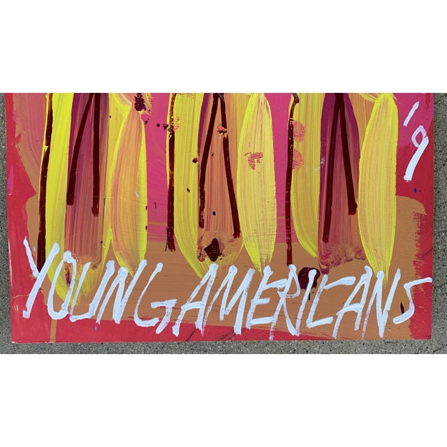 American 1990s Abstract Figurative Folk Art Style Painting on Board "Young Americans" For Sale - Image 3 of 8
