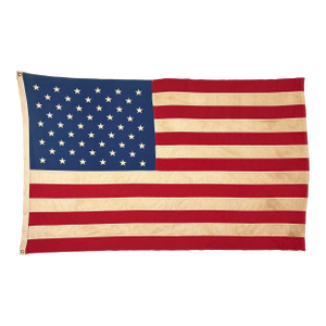 Large Vintage Cotton American Flag With Embroidered Stars