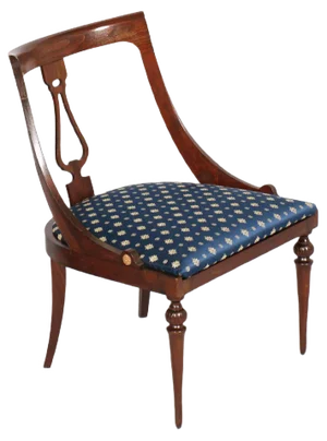 19th Century Italian Walnut Directory Gondola Chair