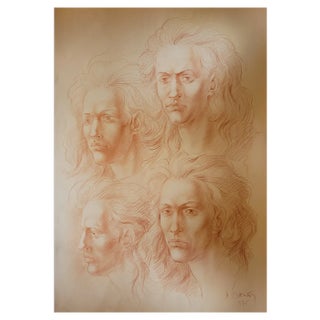 Marc Dautry, Portraits of Michel Ange, 1975, Original Lithograph For Sale