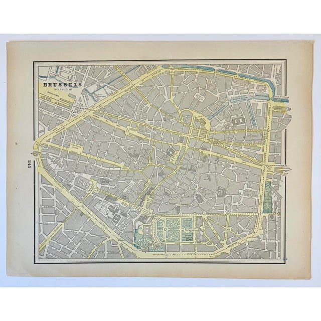 Brussels, Belgium, Original Map by Cram, 1889 For Sale - Image 4 of 4
