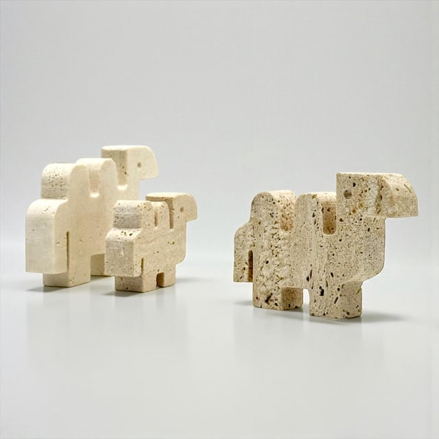 Mid-Century Modern Italian Travertine Camel Sculptures, 1960s, Set of 3 For Sale - Image 3 of 13
