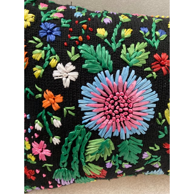 Floral Rafia Hand Embroidered Boudoir Decorative Pillow Cover For Sale - Image 4 of 7