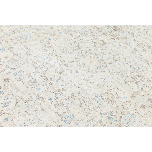 Antique Shabby Chic Persian Kerman Rug - Hand-Knotted Muted Floral Wool in Ivory For Sale - Image 10 of 10