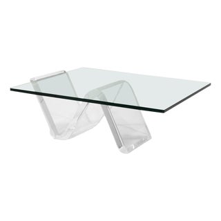 Coffee Table with Lucite "Zig-Zag" Base For Sale