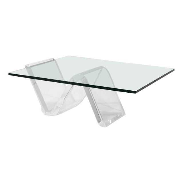 Coffee Table with Lucite "Zig-Zag" Base For Sale