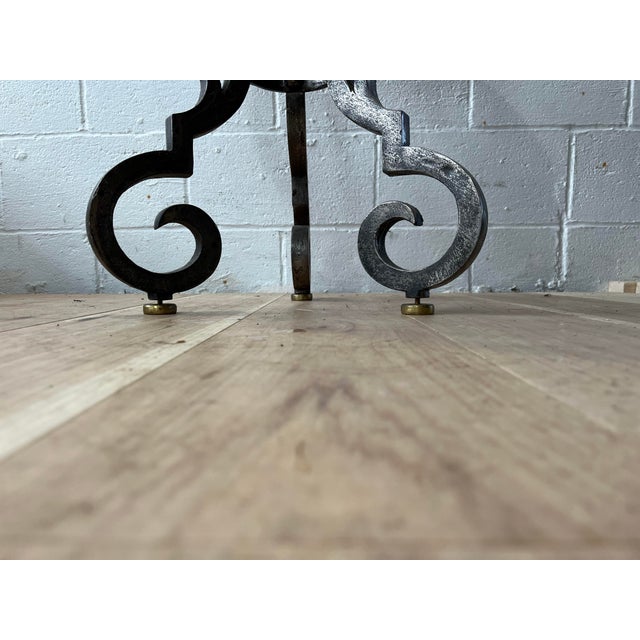 French Gueridon Table With Marble Top and Cast Iron Scroll Legs For Sale - Image 10 of 10