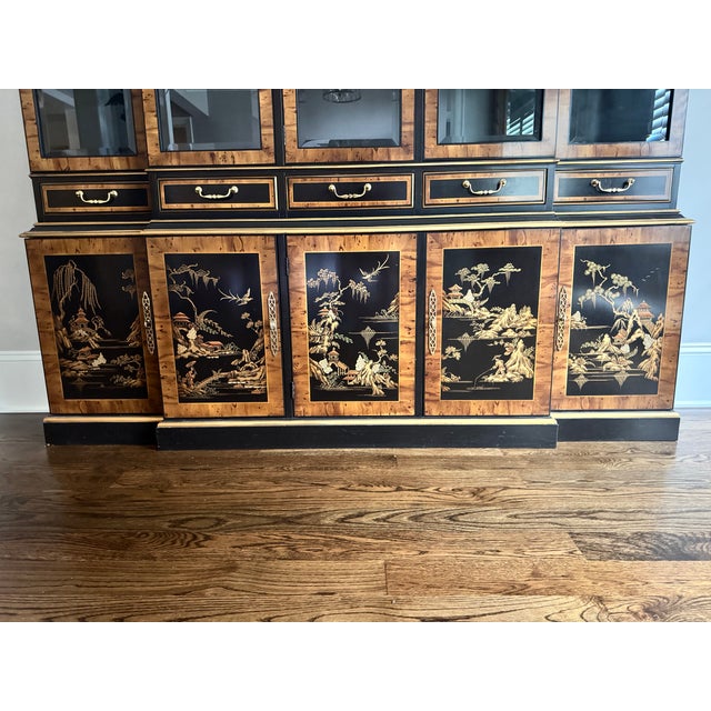 Chinoiserie 1970s Drexel Heritage Chinoiserie Breakfront China Cabinet For Sale - Image 3 of 9
