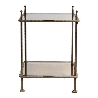 Vintage Claudio Rayes Two-Tier Metal and Glass Side Table For Sale