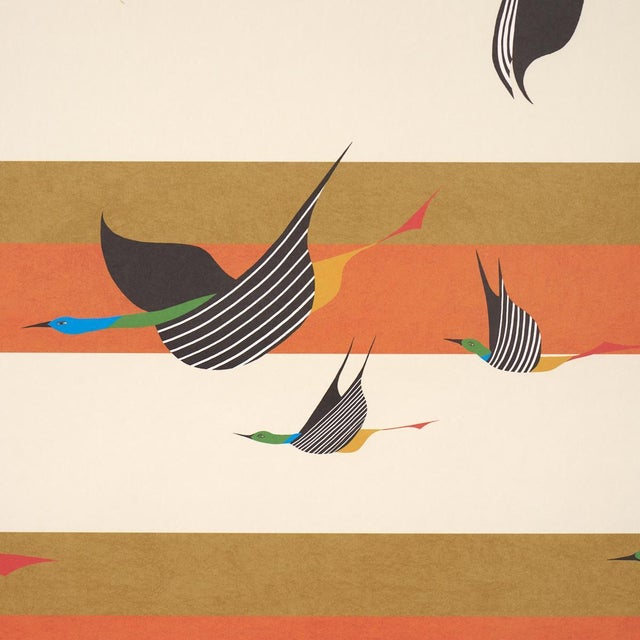 2020s Schumacher x Peg Noriss Flying West Wallpaper In Orange For Sale - Image 5 of 6