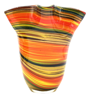 Neon-Colored Murano Fazzoletto Swirl Vase from Venini