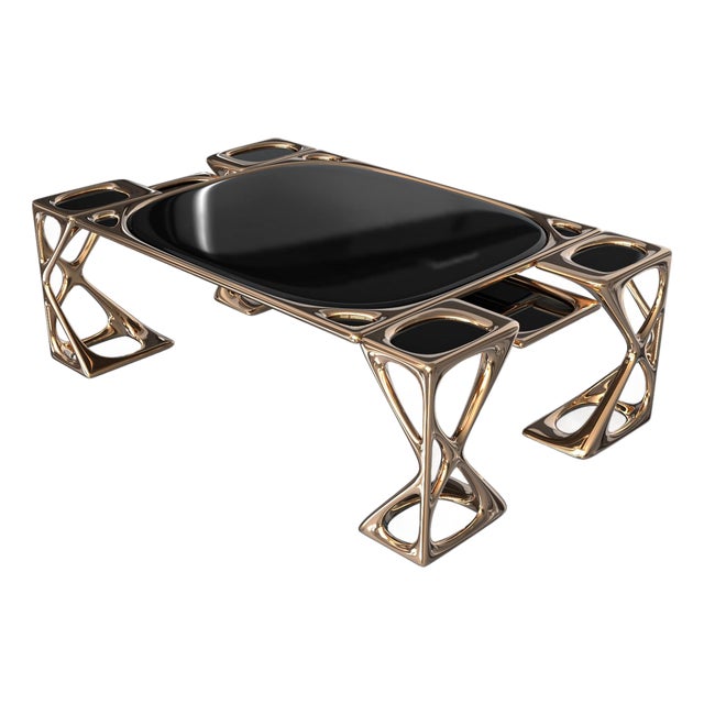 "Inizio" Coffee Table With Bronze and Stainless Steel, Handcrafted For Sale