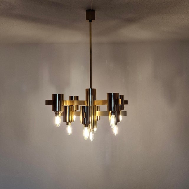 Large German Brass Sputnik Chandelier with Amber-Colored Glass Globes by Hans-Agne Jakobsson, 1960s For Sale - Image 10 of 17