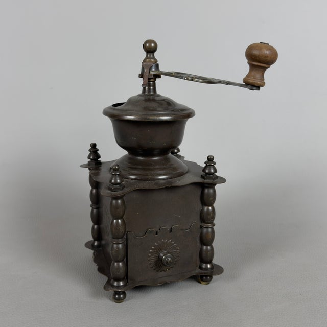 Manual Coffee Grinder in Patinated Metal For Sale - Image 13 of 13