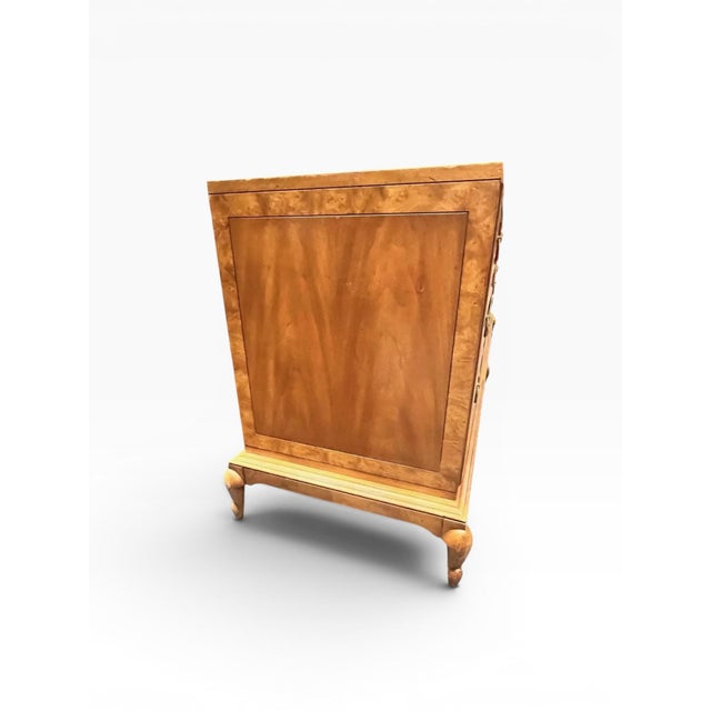 Wood 1970s Mastercraft Burlwood 9-Drawer Dresser W/ Brass Ring Pulls For Sale - Image 7 of 14