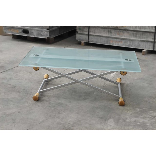Extendable Side Table in Glass with Steel Structure For Sale - Image 6 of 17
