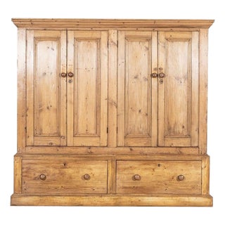 Monumental 19th Century English Pine Housekeepers Cupboard, 1880s For Sale