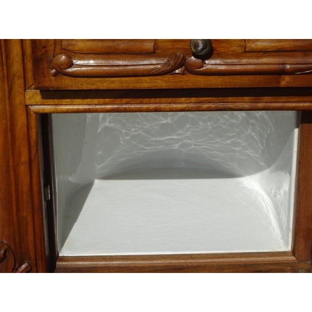 Brown Antique Louis XV Style Walnut Bedside Table with Marble Top, 1950s For Sale - Image 8 of 18