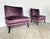 A unique pair of french-style armchairs with extra-large seats. Made entirely of purple velvet with matching dark purple...