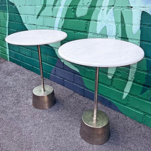 Deco White Marble & Nickel End Side Table For Sale - Image 9 of 9