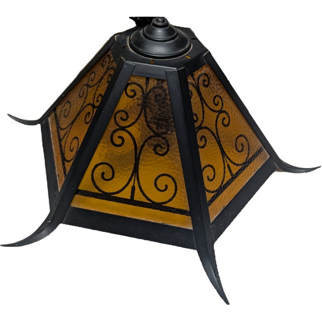 Mid 20th Century Spanish Revival Wrought Iron Swag Pendant Lamp For Sale - Image 9 of 12