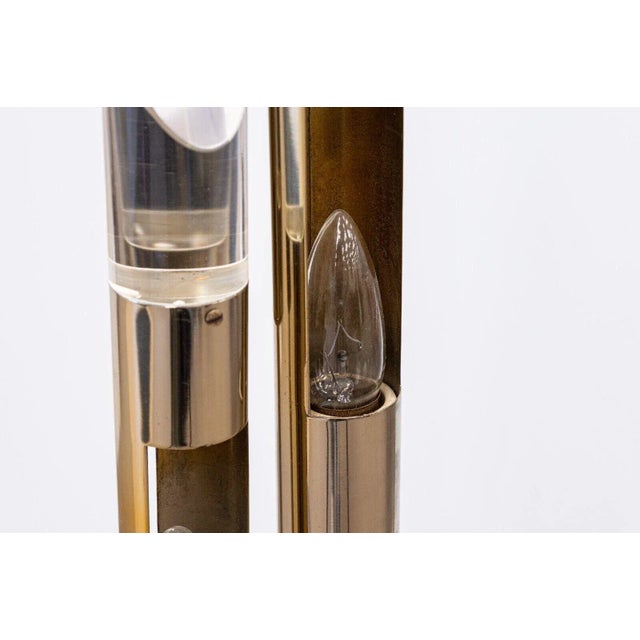 1970s Polished Chrome Three Fixture Table Lamp with Lucite Acrylic Prism Tips For Sale - Image 4 of 8